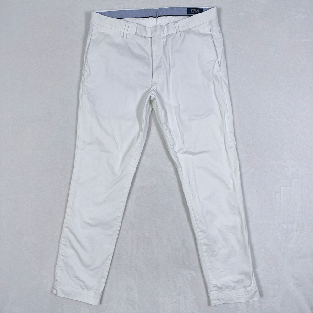 Polo Ralph Lauren Stretch Slim Fit Chino Pants Mens 32/30 White Cotton Trousers